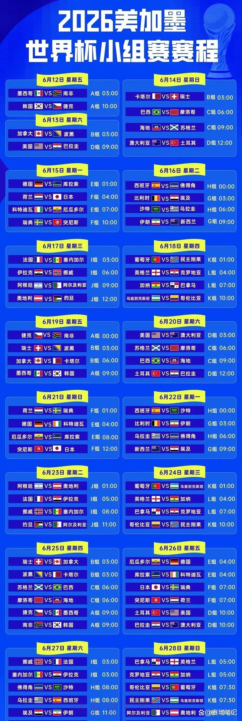 2026世界杯决赛时间揭晓